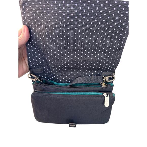 Thirty-One 31 New Polka Dot Canvas Convertible Clutch Crossbody City Gray Grey - Picture 4 of 9